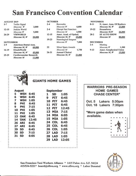 san francisco convention calendar.